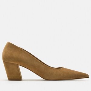 Zara Tan Leather Block Heel